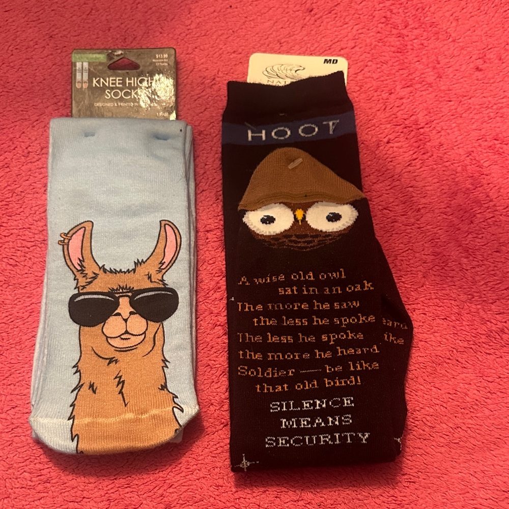 Hoot Owl and Llama Knee High Socks Set